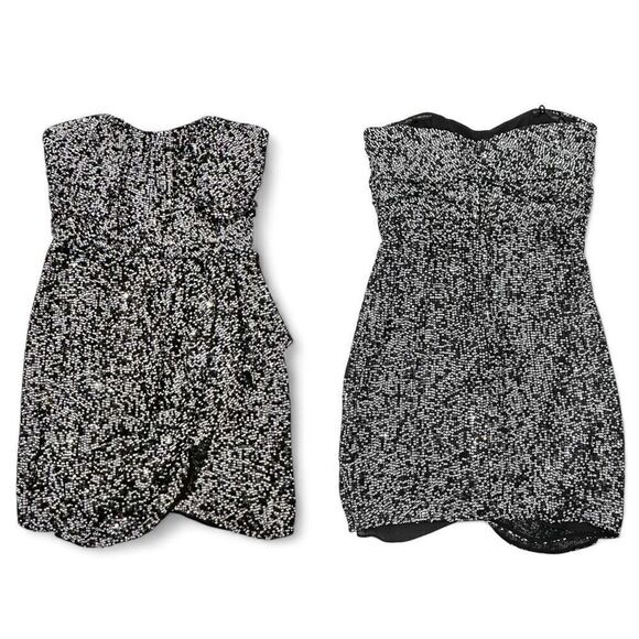 BADGLEY MISCHKA Collection Silk Sequined Wrap Dress 12 Formal Party Celebration - Picture 1 of 15